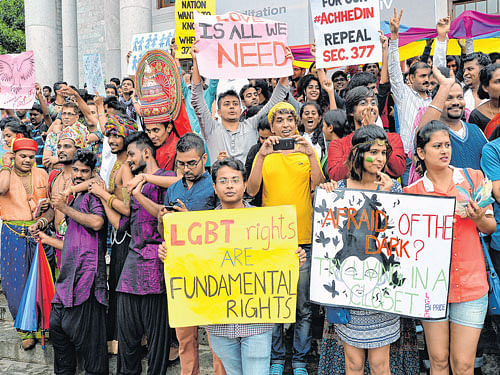 love and liberation: People from the LGBT community, activists and supporters participate in the Bengaluru Pride March & Karnataka Queer Habba 2015. A right to love would not merely help India find its moral centre; it would help the world forge a path forward. dh photo