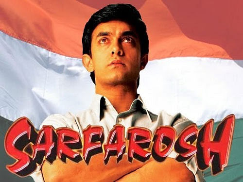 In 'Sarfarosh', Aamir played the role of a tough Mumbai Crime Branch cop Ajay Singh Rathod, who cracks down on cross-border terrorism along with his team. Movie poster