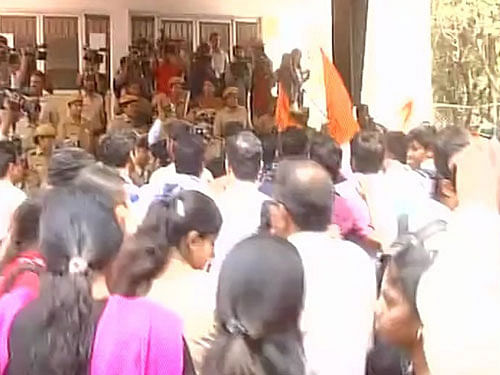 Students and parents protest over repeated 12th standard question paper leak.  Courtesy: ANI