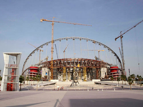 A view of the construction work at the Khalifa International Stadium in Doha, Qatar. Reuters Photo.