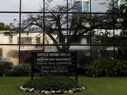 A company list showing the Mossack Fonseca law firm is pictured on a sign at the Arango Orillac Building in Panama City April 3, 2016. REUTERS
