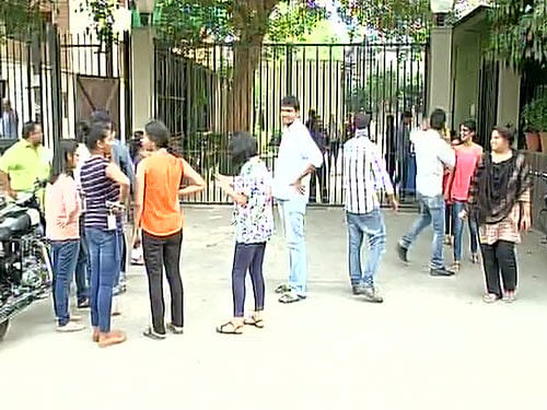 People leaving building after strong tremors were felt in parts of North India. Photo courtesy: ANI Twitter