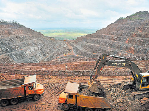 In 2013-14, it had clocked an output of 30.02 MT, while in 2012-13 it was 27.18 MT. Iron ore is the main ingredient used in making steel. DH File Photo.