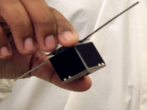 The spacecraft, called SunCube FemtoSat, is a 3cm cube being developed by Jekan Thanga, assistant professor at Arizona State University and a team of undergraduate students including Aman Chandra. Screen grab