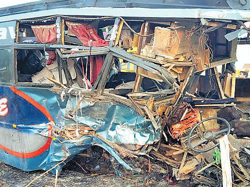 1 killed, 37 injured  as lorry collides with bus in Dobbspet