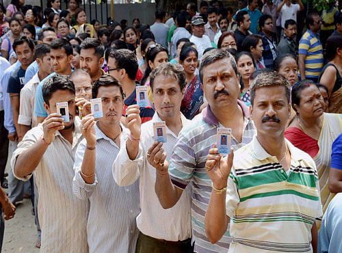 Overall, 55.28 per cent voters exercised their franchise during the first four hours in six districts of north Bengal and Birbhum in south Bengal. PTI file photo