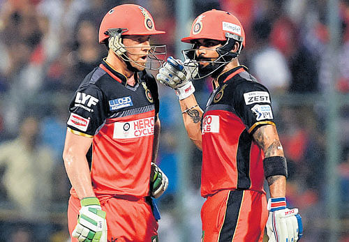 backbone The Royal&#8200;Challengers Bangalore will be banking on AB de Villiers (left) and Virat Kohli to deliver the goods when they take on Rising Pune Supergiants today. DH photo