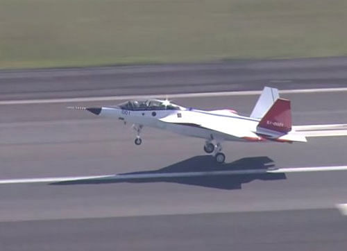 The domestically developed X-2 jet took off from Nagoya airport in central Japan on its maiden test flight. Photo courtesy: Twitter