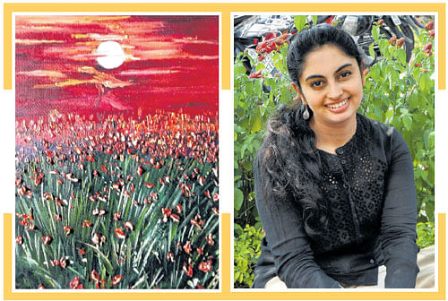 Striking: (Above and below right) 3D oil paintings and (right) Vybhavi.
