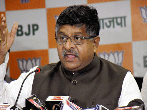 Addressing a press conference, Union Minister Ravi Shankar Prasad said Antony had in March 2013 said corruption had taken places in the purchase of VVIP choppers and that bribe had been taken. PTI File Photo.