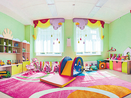 Age-wise: For babies and toddlers, consider rockers, see-saws and baby gyms that are colourful.