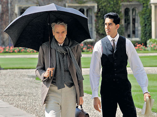 Love for maths Actors Jeremy Irons & Dev Patel in a still from the film 'The Man Who Knew Infinity'.