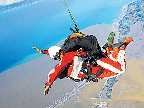 views from the top New Zealand offers spectacular sights, including that of islands, turquoise oceans and mountains, for a skydiver.