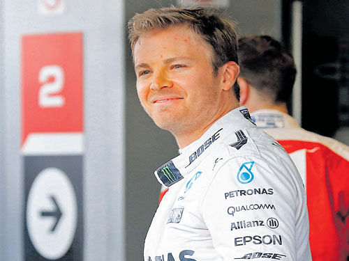 In fine form: Germany's Nico Rosberg reacts after taking pole at the Russian Grand Prix on Saturday. Reuters