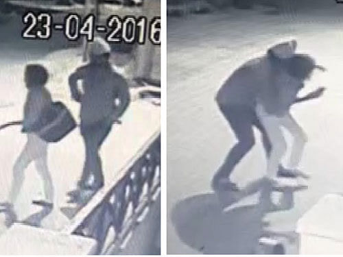 A CCTV footage shows the suspect attacking the woman.