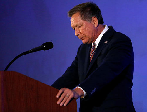 Republican U.S. presidential candidate John Kasich speaks at the California GOP convention in Burlingame, California, U.S., April 29, 2016. Kasich was suspending his campaign May 4, 2016, according to media reports, leaving Donald Trump's path clear to capture the Republican nomination for the November 8 election. REUTERS