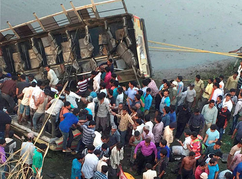 At least 13 people were killed and 53 others injured when a bus fell off a small bridge into a dry rivulet in Chhattisgarh's Balrampur district Wednesday night, police said. PTI photo for representation only
