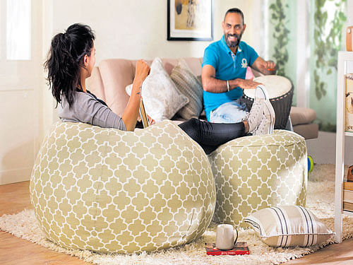 Bean bags are the perfect fit for those who do not wish to invest too much money to furnish their homes. Image courtesy: Urban Ladder