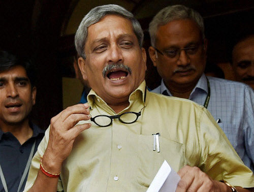 Defence Minister Manohar Parrikar after the the debate on AgustaWestland scam in Lok Sabha during the Parliament session in New Delhi on Friday. PTI Photo