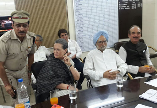 In the pictures, Ghulam Nabi Azad is seen holding a cold drink, and juice carton is on the table.