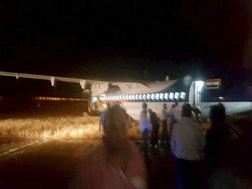 All 66 guests and four crew aboard have been safely deplaned and taken to the terminal building, Jet Airways said. PTI photo