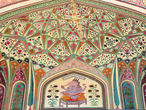 Artistic past The beautiful mural of Ganesh Pol at the entrance.