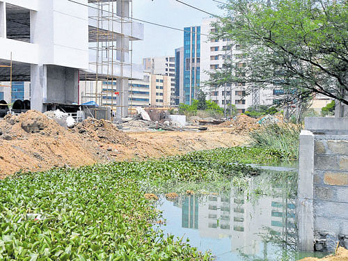 The feeder canal in Defence Enclave near Hebbal has heavy encroachments which cause flash floods. DH&#8200;photo