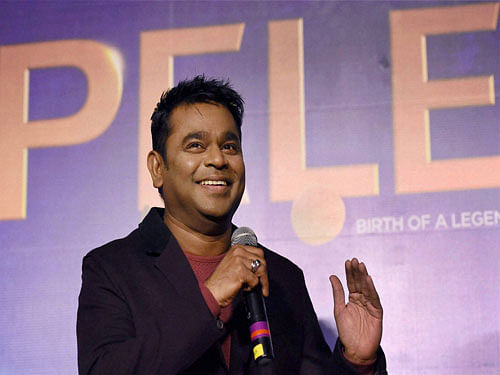 Music Composer A R Rahman during the music launch of the movie 'Pele' in Mumbai on Monday. PTI Photo