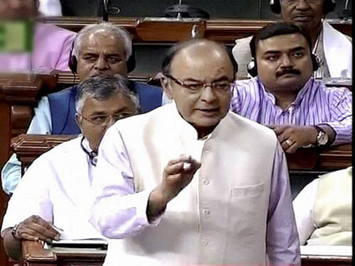 The 'Enforcement of Security Interest and Recovery of Debts Laws and Miscellaneous Provisions (Amendment) Bill, 2016' -- introduced by Finance Minister Arun Jaitley -- was immediately referred to a Parliamentary Joint Committee. PTI file photo