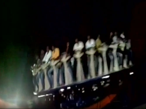 The incident occurred at Kishkinta Theme park near suburban Tambaram yesterday when the ride crashed while being tested, police said. Videograb