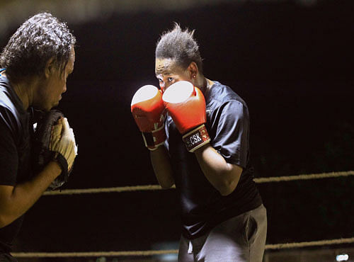 Arafat Abkar, 22, practises boxing at the Nile Club in Khartoum. REUTERS