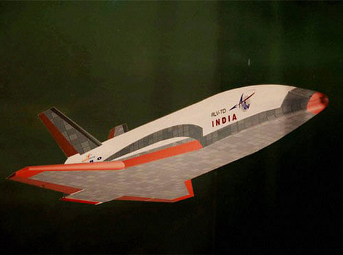 An artist's impression of the India's Swadeshi Space Shuttle, which is read to fly. The shuttle is being given finishing touches at Sriharikota. PTI Photo / ISRO