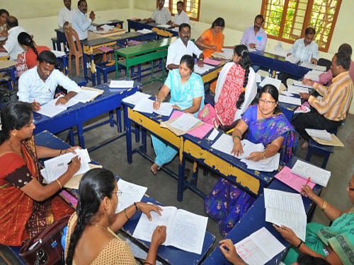 The results of the SSLC examination held in April 2016 were announced on Monday by the Karnataka Secondary Education Examination Board (KSEEB). Over 55,000 teachers were deployed to complete the evaluation work. DH file photo