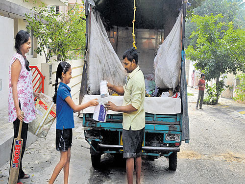 unaware Many are under the impression that the different types of garbage are thrown in the same place which is why they don't segregate. DH PHOTO BY B K JANARDHAN