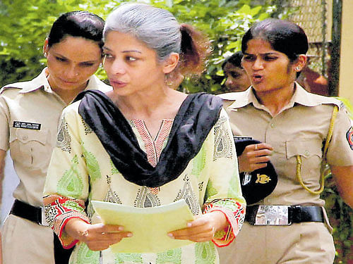 Sheena Bora murder case accused Indrani Mukerjea being taken to the session court in Mumbai on Tuesday. PTI