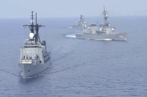 Guided missile stealth frigates, INS Satpura and INS Sahyadri, INS Shakti, a sophisticated fleet support ship, and INS Kirch, a guided missile corvette, had set sail yesterday on a two-and-a-half month long operational deployment to the South China Sea and North West Pacific. Reuters file photo