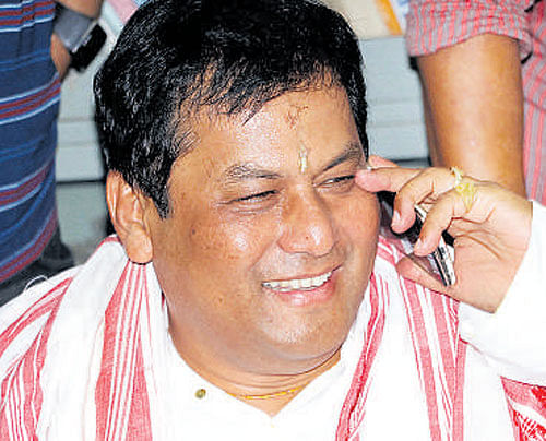 BJP chief ministerial candidate Sarbananda Sonowal in Guwahati on Thursday. PTI