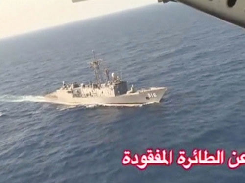 An Egyptian military search boat takes part in a search operation for the EgyptAir plane that disappeared in the Mediterranean Sea in this still image taken from video May 19, 2016. Egyptian Military/Handout via Reuters