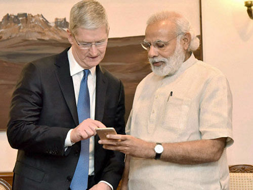 During his meeting with Modi, Cook highlighted the immense potential for app development in the country. PTI