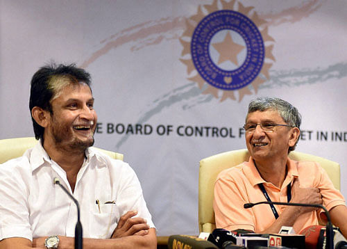 BCCI chief selector Sandip Patil and BCCI secretary Ajay Shirke during a press conference following the selection committee meeting at BCCI headquarters in Mumbai on Monday. PTI Photo