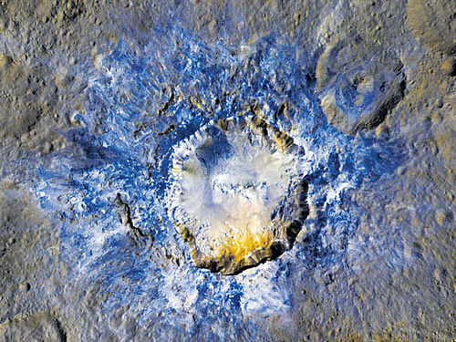 blue wonders The craters of Haulani and Occator (below) on Ceres.