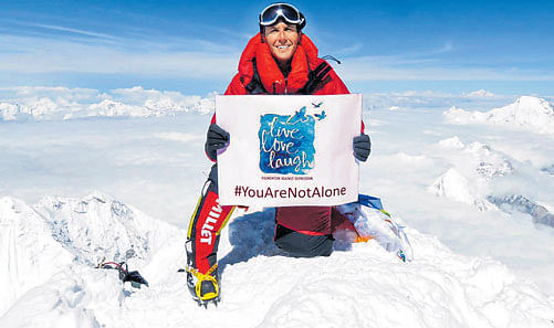 David Gonzalez of Mexico on the summit of Mt Everest.