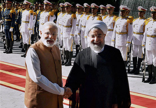 Narendra Modi with Iranian President Hassan Rouhan. PTI photo