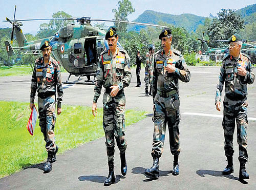 Gen Dalbir Singh, Chief of Army Staff, arrives to visit the 29 Assam Rifles battalion, in Imphal on Wednesday. PTI