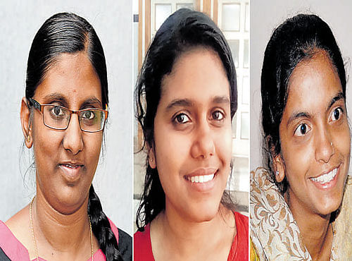 Chayashree V (594) COMMERCE, Deeksha Nayak (594) COMMERCE, Sahana Kulkarni (594) COMMERCE