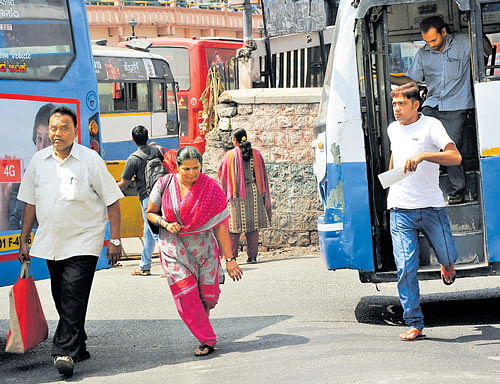 Dangerous: Most BMTC bus drivers are seen flouting the rules on a regular basis.