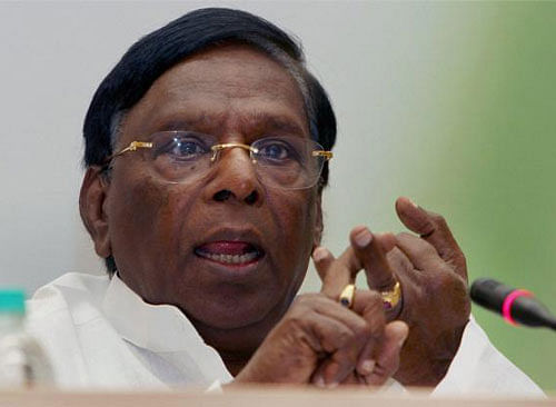 Former Union Minister V Narayanasamy. PTI file photo