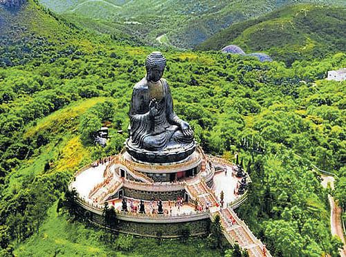 Keeping a watch: A glorious view of Tian Tan Buddha.