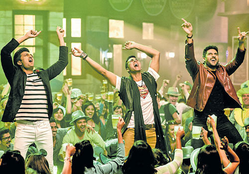 Funnny bones: Actors Riteish Deshmukh, Akshay Kumar &  Abhishek Bachchan in 'Housefull 3'.