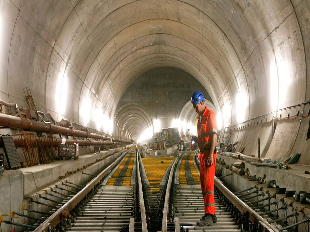 Constructing the 57-kilometre (35-mile) rail tunnel took just over 12 billion Swiss francs (USD 12 billion, 11 billion euros) and some 2,400 workers, according to Swiss government statistics. Reuters file photo
